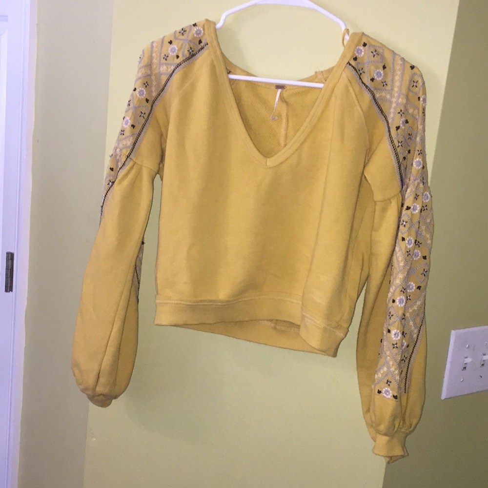 Free People yellow long sleeve crop top